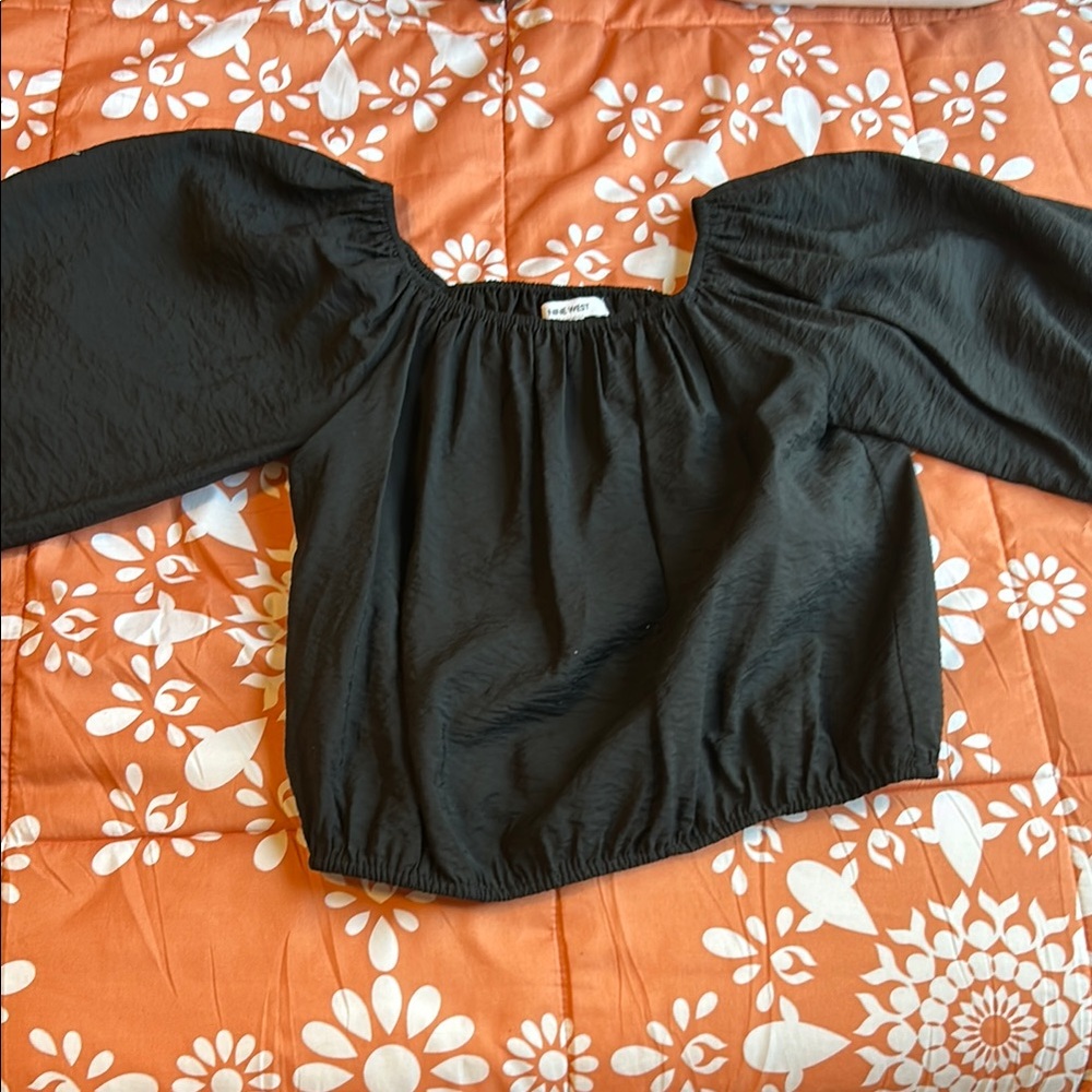 Black Puff Sleeve Top